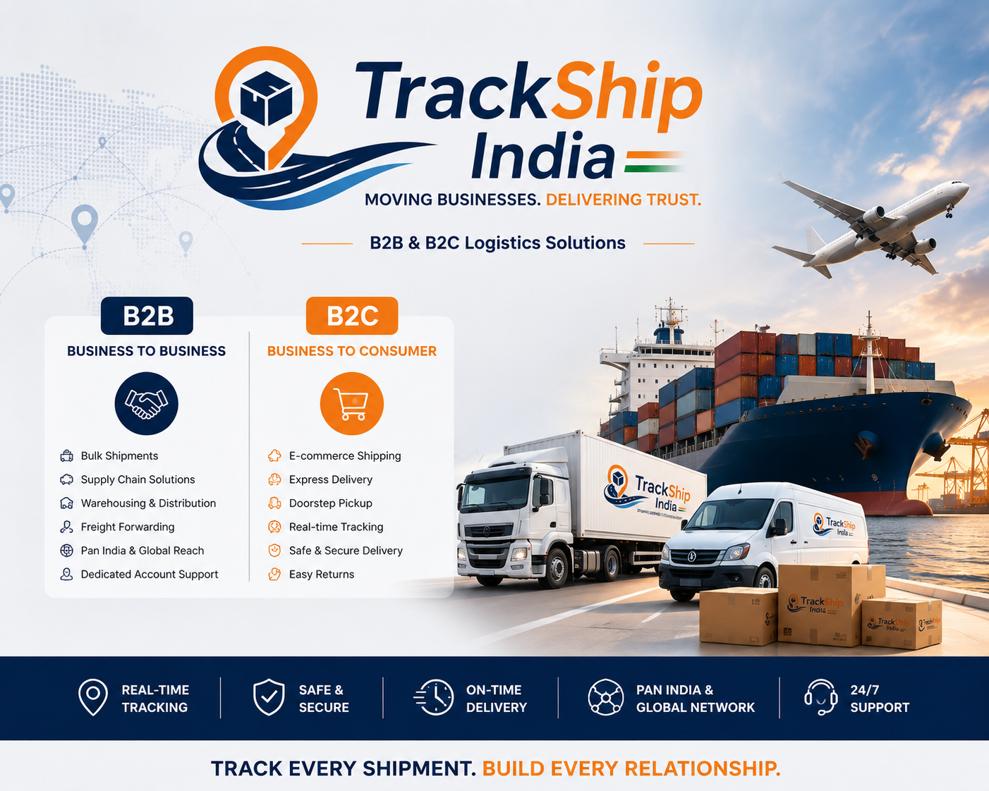 TrackShip India delivery rider and van on a city highway — safe, fast, reliable delivery